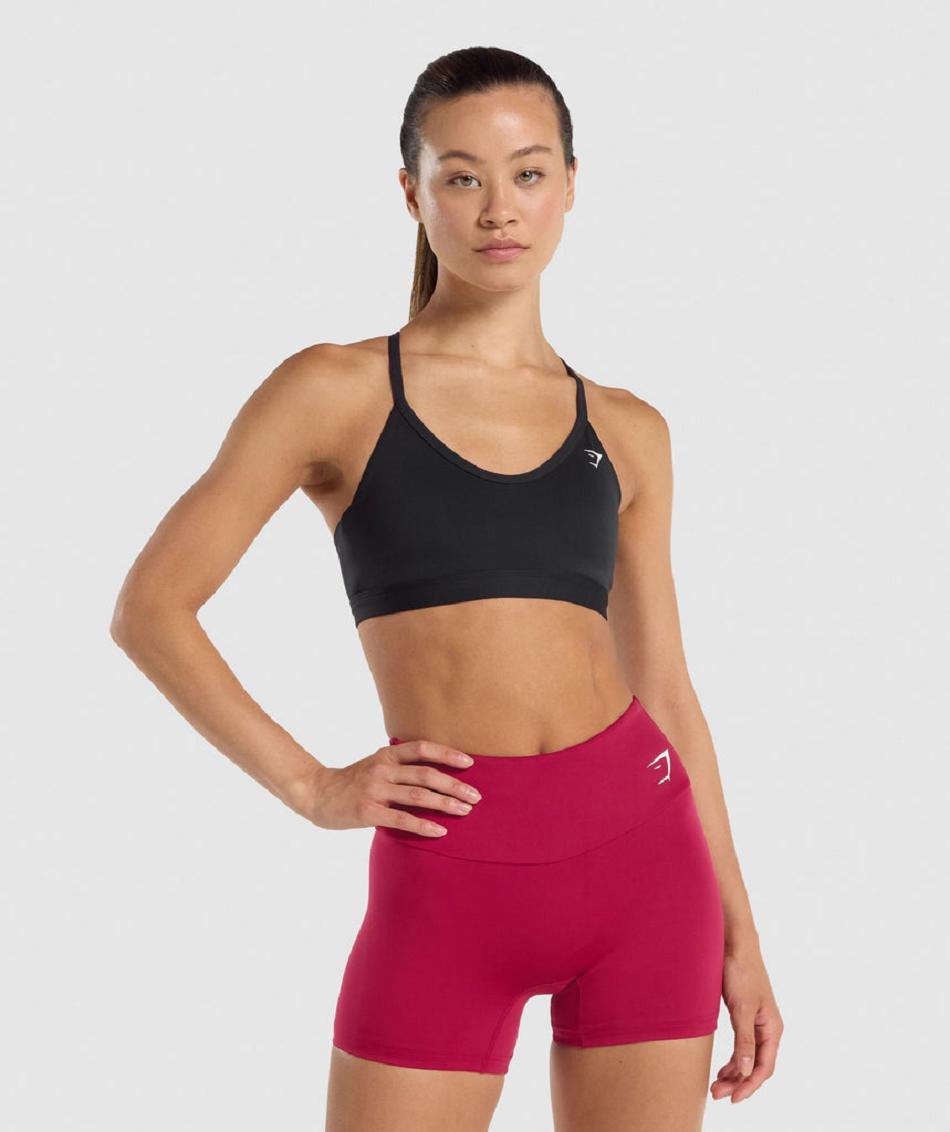 Staniki Sportowe Damskie Gymshark V Neck Czarne | PL 2978AHK